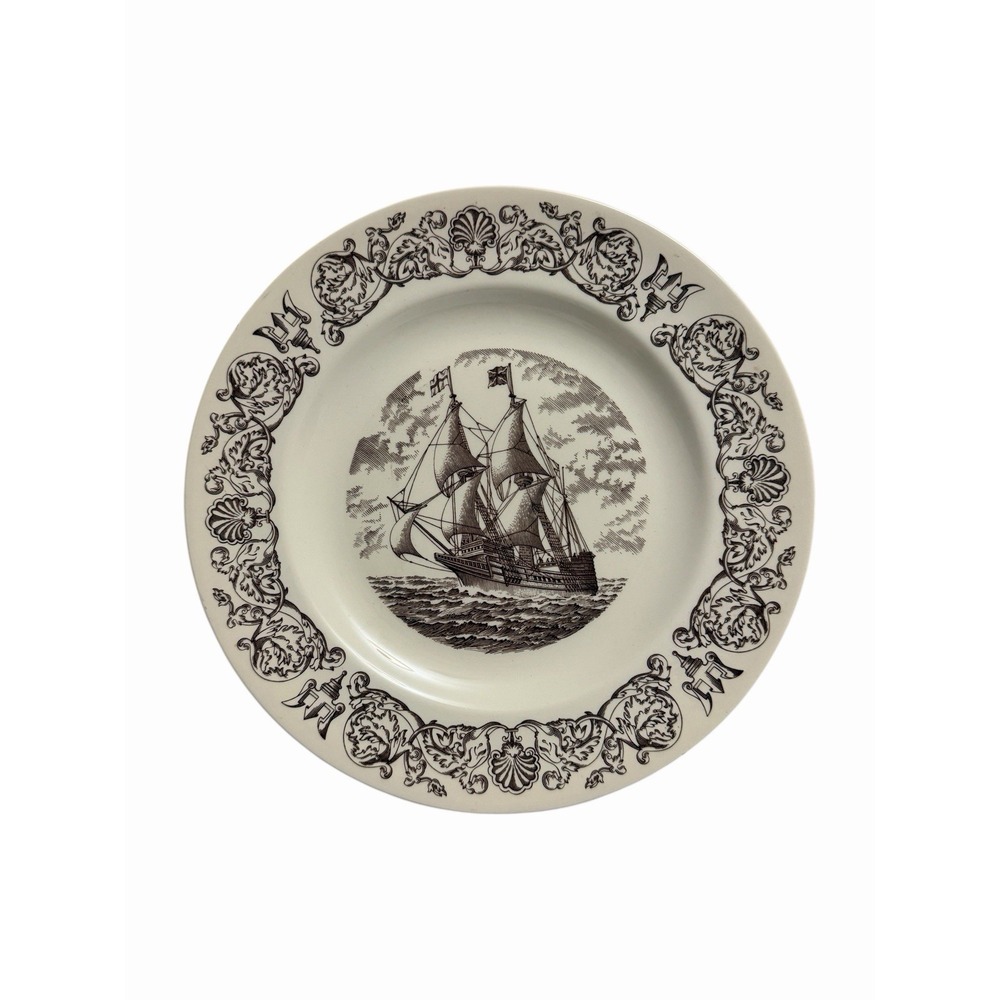 Wedgwood Mayflower Bone China Large Dinner Plate 10" Classic Nautical History